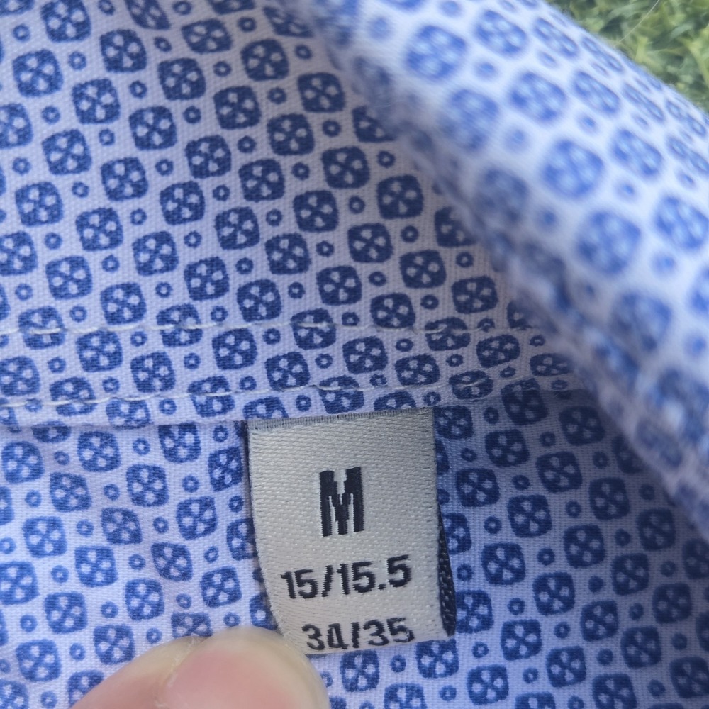 Lucky Brand Shirt Men's Medium Blue Slim Fit Stretch Botton Up Long Sleeve - Picture 6 of 14